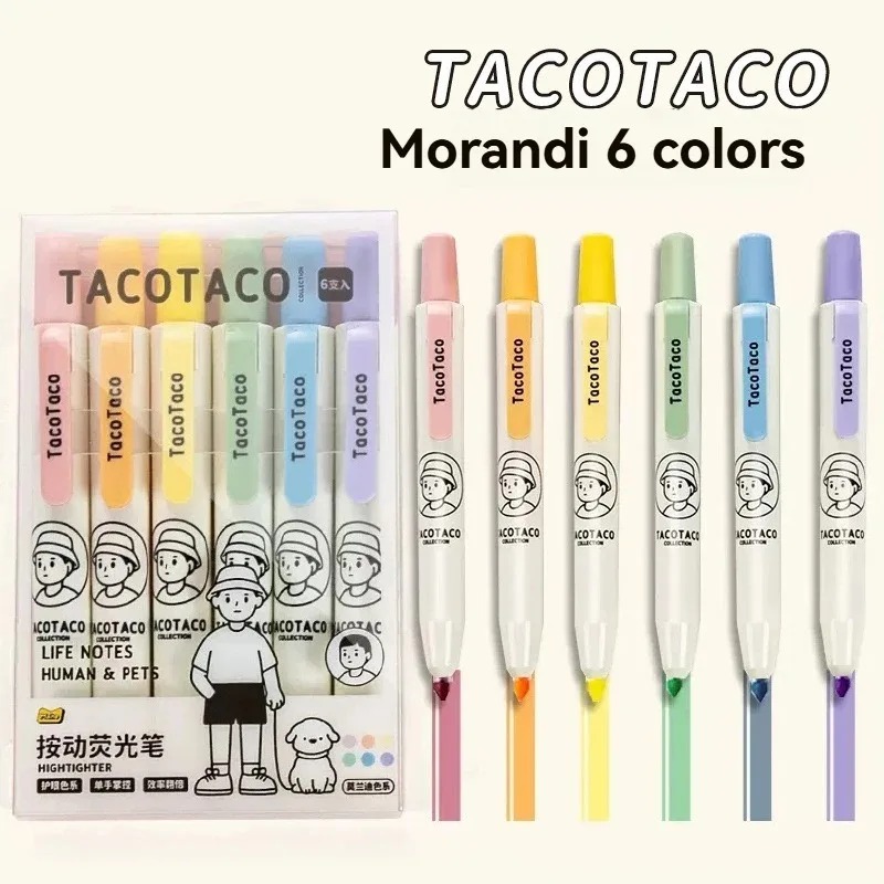 Pastel Highlighter Set Double Ended - 6 ピース/セットパステルカラーマカロン蛍光ペンマーカーペン蛍光ペン描画蛍光ペンかわいい文具学用品