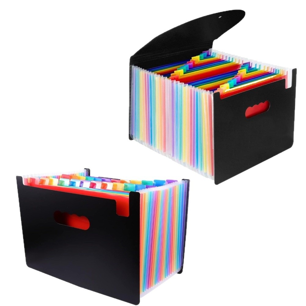 Expandable Accordion File Folder 13 Pockets - 多機能13/25ポケット拡張ファイルボックス A4拡張容量アコーディオンファイルフォルダー ドキュメントオーガナイザー オフィス用
