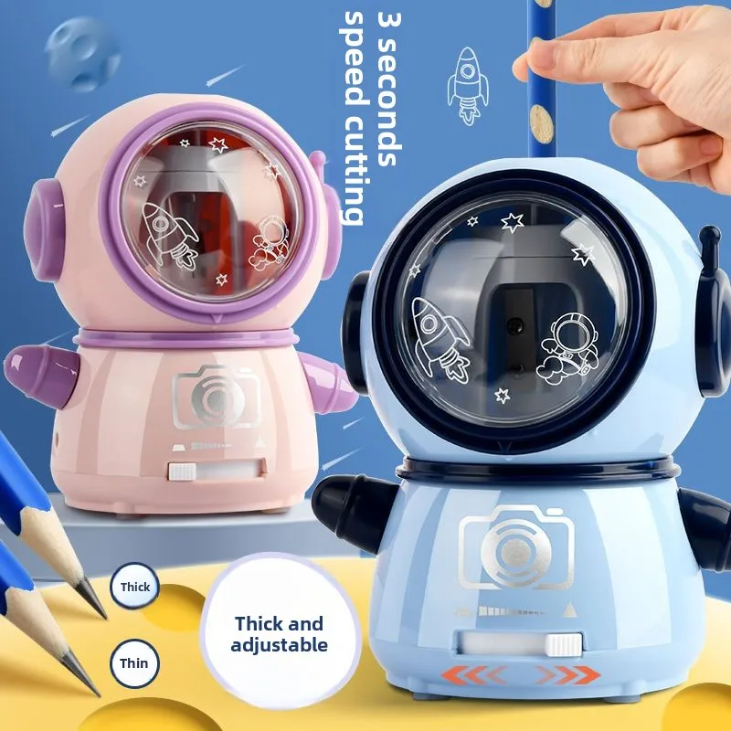 Electric Pencil Sharpener Usb - 子供用自動電気鉛筆削り、カワイイ文房具、宇宙飛行士型、学用品
