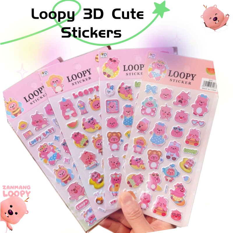 Desk Accessories - 新しいポロロアニメのかわいいループ状3Dフォームステッカー、素敵な漫画風ステッカー、DIYスマホケース、机や日記帳のデコレーションに