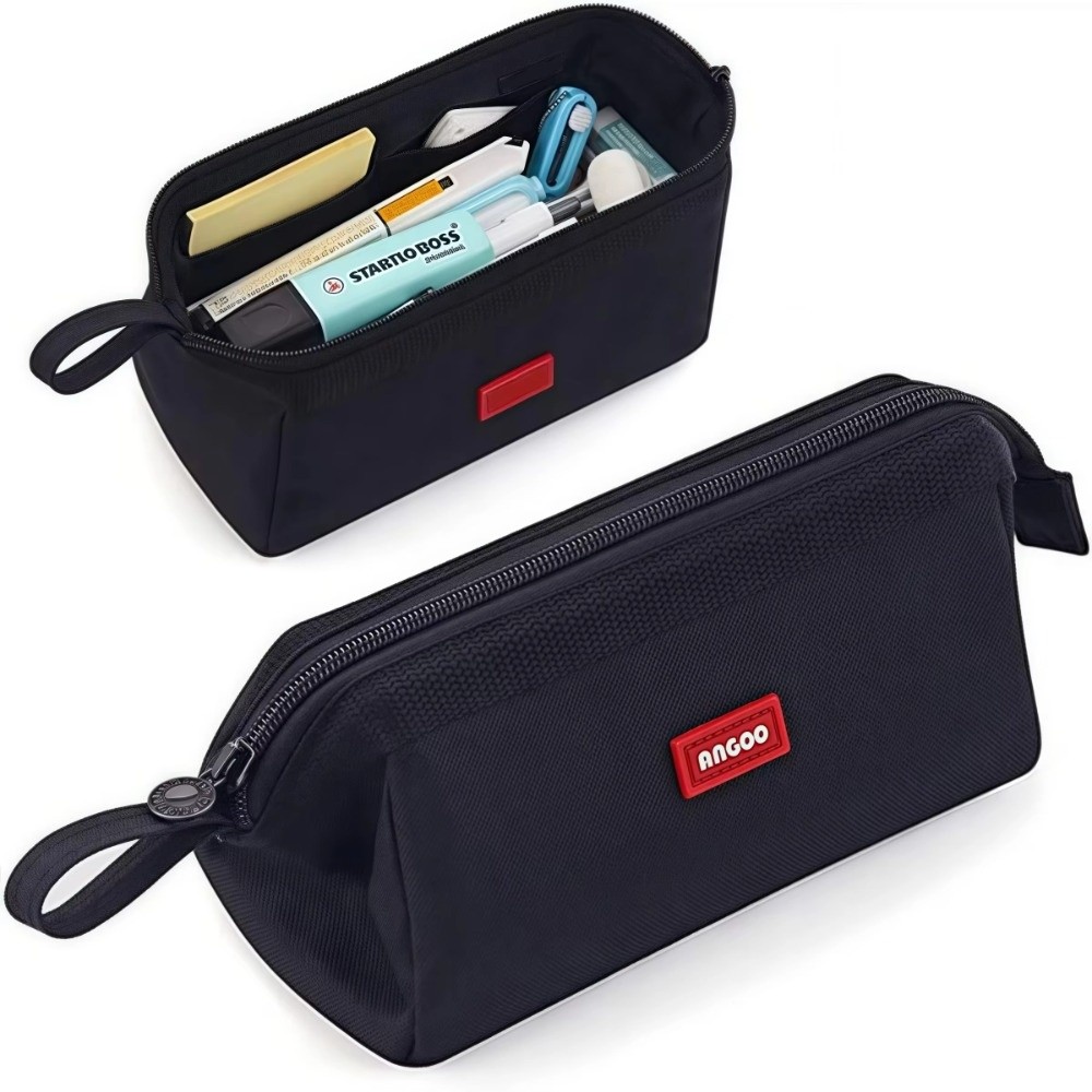 Aesthetic Large Pencil Case Pouch - オックスフォード生地キャンバスペンケース シンプルデザイン 大容量ペンポーチ 美的スタイル ジッパー開閉 文房具収納バッグ
