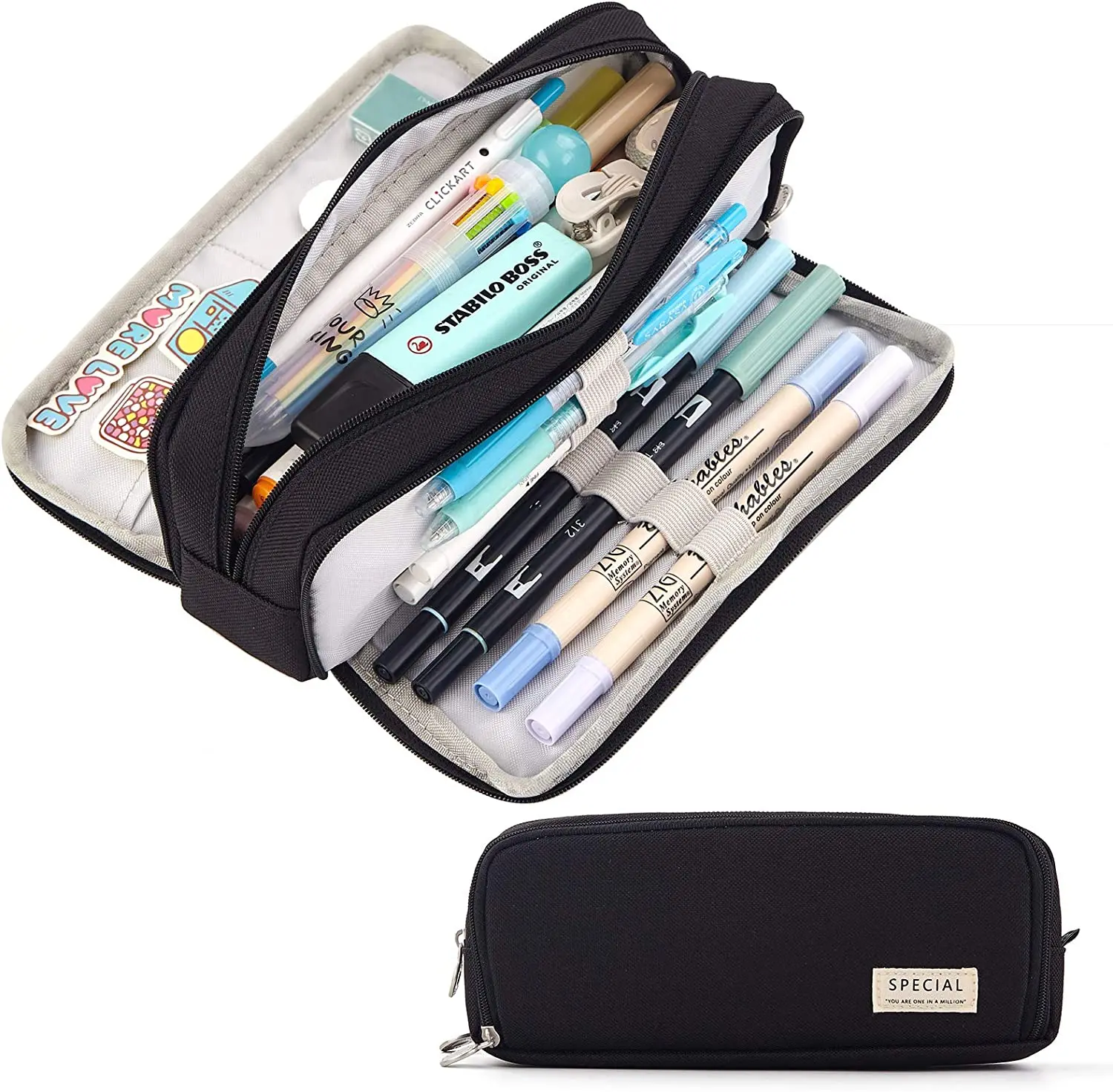 Aesthetic Large Pencil Case Pouch - 鉛筆ケース大容量鉛筆ポーチ美的ペンバッグオフィス文具オーガナイザーシンプルで頑丈な多機能鉛筆バッグ