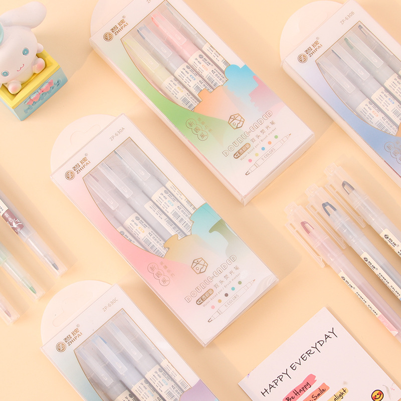 5 ピース/セットダブルチップ蛍光ペンかわいい色のマンガマー - Pastel Highlighter Set Double Ended のレビューと価格