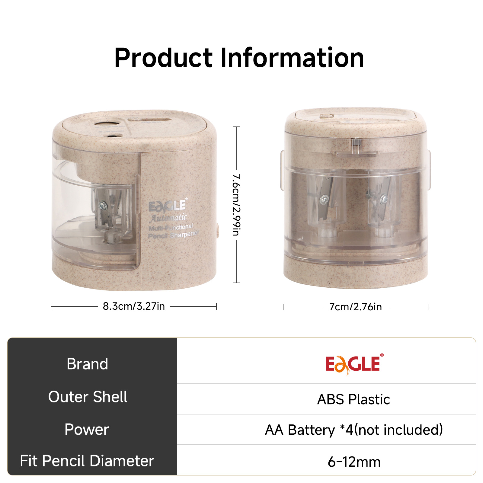 EAGLE 自動電動鉛筆削り、6-12mmのあらゆる形状の鉛 - Electric Pencil Sharpener Usb のレビューと価格