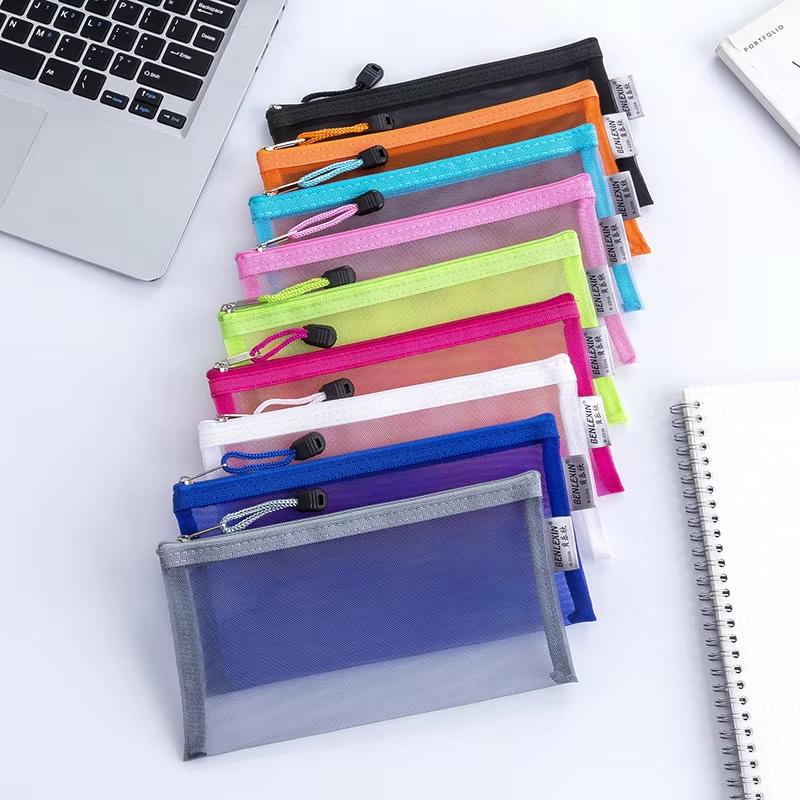 新しい耐久性のあるジッパーメッシュペンシルポーチ透明、学校試 - Clear Mesh Pencil Pouch For Exam のレビューと価格