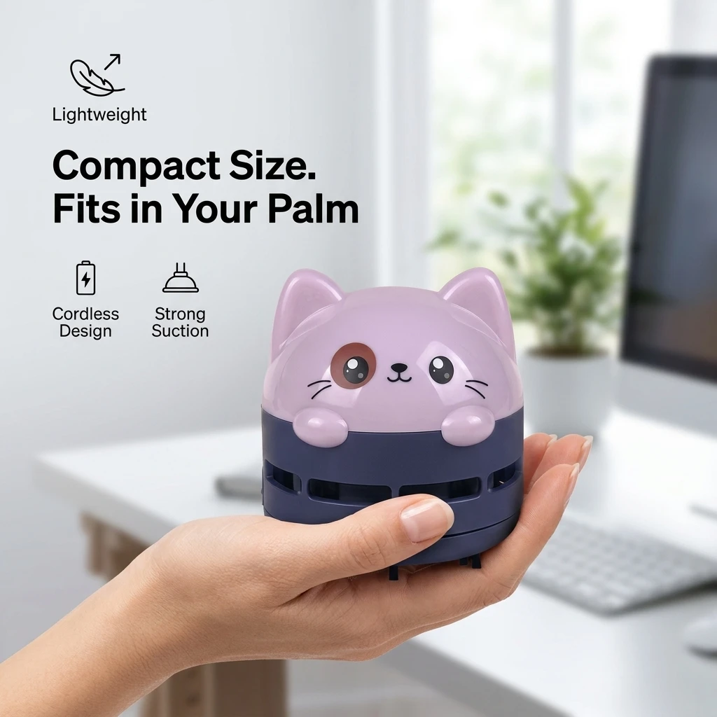 デスクトップ掃除機 ミニコードレス USB充電式 かわいい漫 - Mini Desktop Vacuum Cleaner For Eraser Dust のレビューと価格