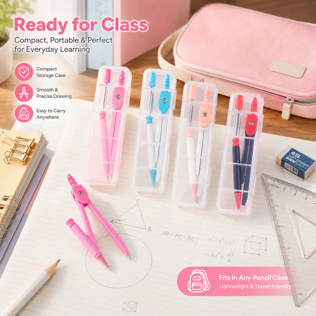 ステンレス製コンパスセット、学生向け幾何学製図キット、定規と - Math Geometry Set With Compass のレビューと価格