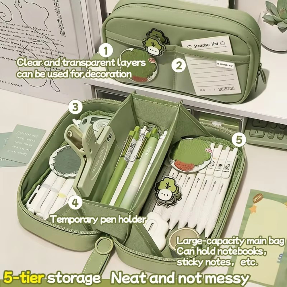 インス大容量火山型ペンケース多層ポータブル文具収納バッグ美的 - Aesthetic Large Pencil Case Pouch のレビューと価格