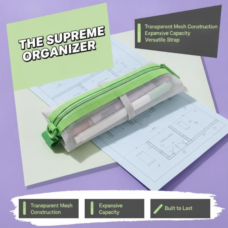 透明メッシュペンシルポーチ、ダブルジッパー、調節可能な固定ス - Clear Mesh Pencil Pouch For Exam のレビューと価格
