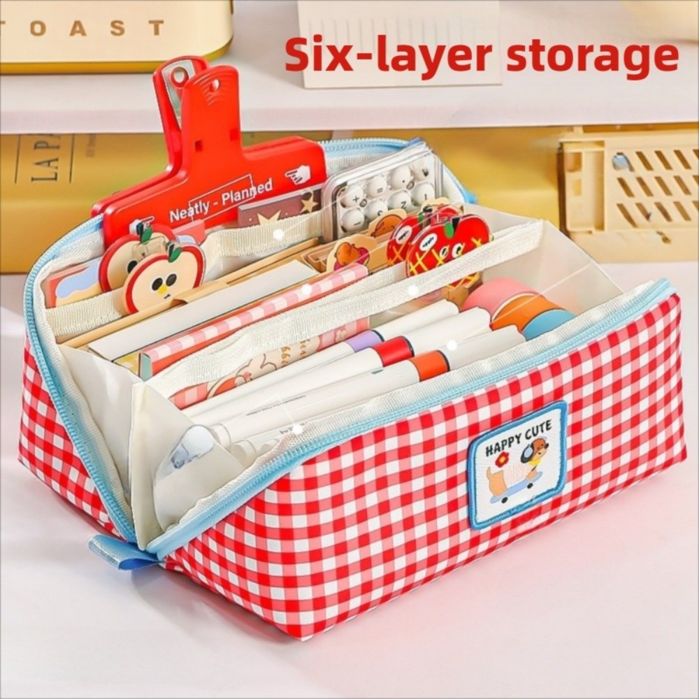 韓国風プリズムペンケース大容量美的グリッド文具バッグデスクト - Aesthetic Large Pencil Case Pouch のレビューと価格