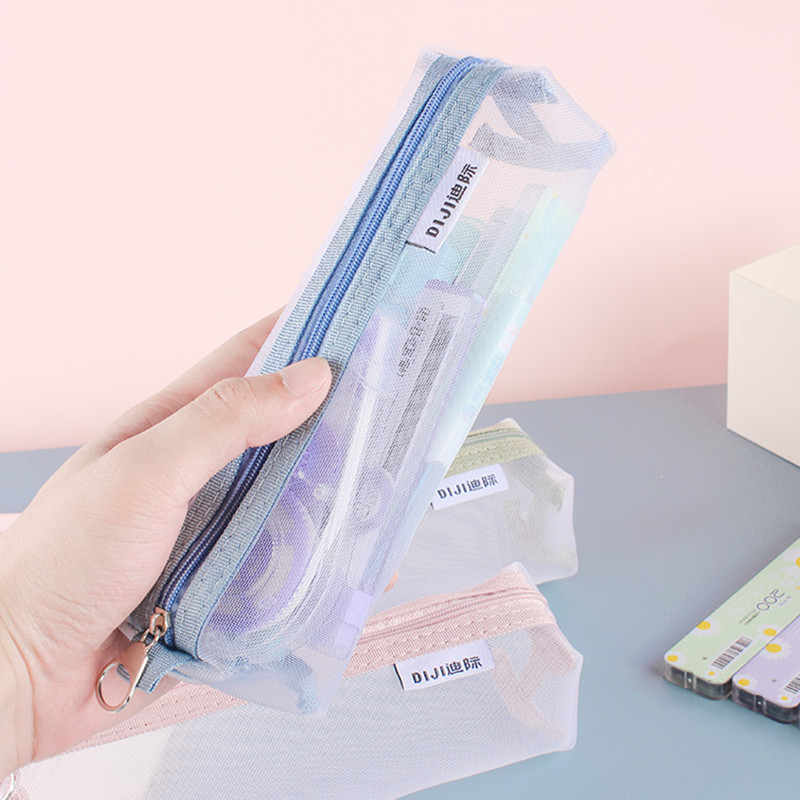 クリア透明ナイロンメッシュペンバッグ大容量ユニセックス文具ポ - Clear Mesh Pencil Pouch For Exam のレビューと価格